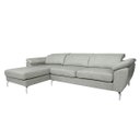 Ver imagem 2 de Sofá de Couro Hannover 3 Lugares com Chaise Baú Esquerda - Soft Gray