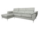 Ver imagem 1 de Sofá de Couro Hannover 3 Lugares com Chaise Baú Esquerda - Soft Gray
