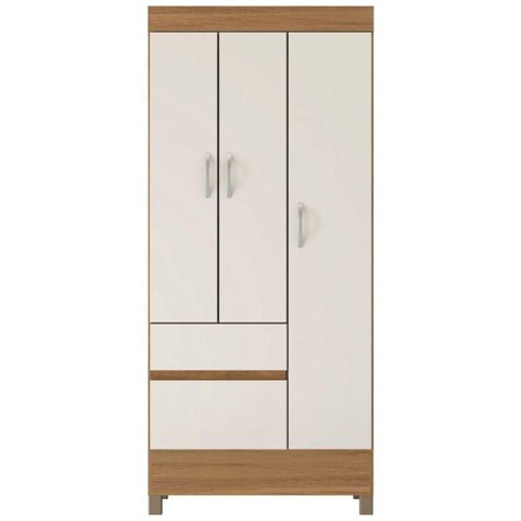 Guarda Roupa Solteiro Wend 3 Portas de Bater 2 Gavetas MDP Off White Demóbile 80cm