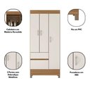 Ver imagem 5 de Guarda Roupa Solteiro Wend 3 Portas de Bater 2 Gavetas MDP Off White Demóbile 80cm