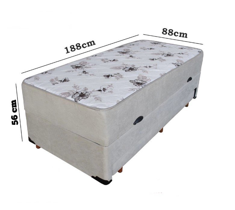 Cama Box Baú Solteiro Conjugado Espuma com Cama Auxiliar Bicama 3 em 1 - Suede Bege - 3