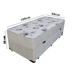 Cama Box Baú Solteiro Conjugado Espuma com Cama Auxiliar Bicama 3 em 1 - Suede Bege - 3
