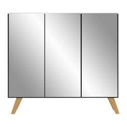 Sapateira Retrô com Espelho 3 Portas Nina Multimóveis MP6022 Preta/Natural - 6