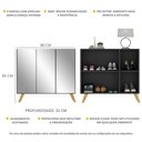 Ver imagem 3 de Sapateira Retrô com Espelho 3 Portas Nina Multimóveis MP6022 Preta/Natural