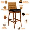 Ver imagem 4 de Kit 03 Banquetas Altas Cozinha Sala Jantar Fixa Mila B04 Couríssimo Whisky Couríssimo Preto - Lyam D