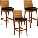 Ver imagem 1 de Kit 03 Banquetas Altas Cozinha Sala Jantar Fixa Mila B04 Couríssimo Whisky Couríssimo Preto - Lyam D
