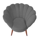 Ver imagem 4 de Poltrona Decorativa Pétala de Flor para Esmalteria Veludo Cinza em Pés Palito Madeira Maciça