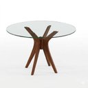 Ver imagem 2 de Mesa de Jantar 4 Lugares Redonda Vidro 110cm Pampa Marrom/Nozes