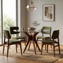 Ver imagem 1 de Mesa de Jantar 4 Lugares Redonda Vidro 110cm Pampa Marrom/Nozes