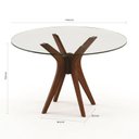 Ver imagem 3 de Mesa de Jantar 4 Lugares Redonda Vidro 110cm Pampa Marrom/Nozes