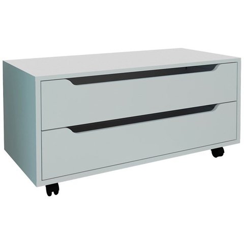 Balcao Gabinete com 2 Gavetas e 4 Rodizios Bn3643 Branco Tecno Mobili
