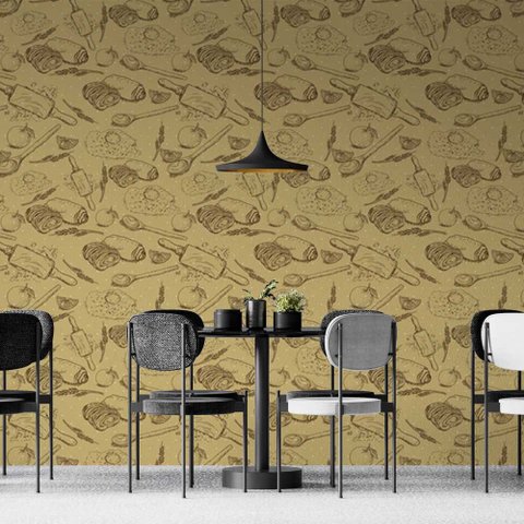 Papel de Parede Casual Padaria em Tom Caramelo Gh Papel de Parede 2,5m