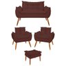 Kit 2 Poltronas + Namoradeira + Puff Opala Decorativa Balaqui Marrom - 1