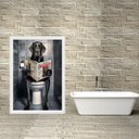 Ver imagem 1 de Quadro Divertido para Banheiro Labrador Preto 45x34cm:moldura Branca