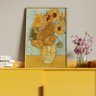 Quadro Decorativo Tela Canvas Abstrato Doze Girassóis Numa Jarra - Van Gogh com Moldura Dourada - 12 - 4