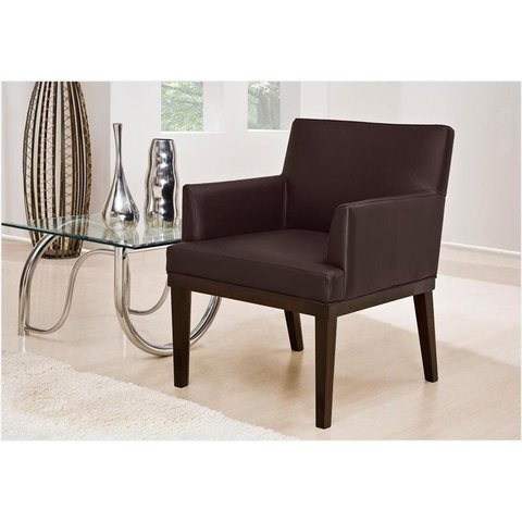 Poltrona Decorativa para Sala de Estar e Recepção Vitória W01 - Mpozenato - Corino Tabaco