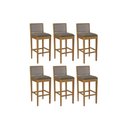 Ver imagem 1 de Banqueta Sala de Jantar Sara 1bmm005ca Premium Madeira Maciça Kit 6 Un Carvalho/linho Escuro/tela