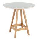 Ver imagem 1 de Mesa Jantar Redonda Paixões Nacional Móveis 80cm (larg) Base Madeira Amêndoa Tampo Vidro Cor Branco