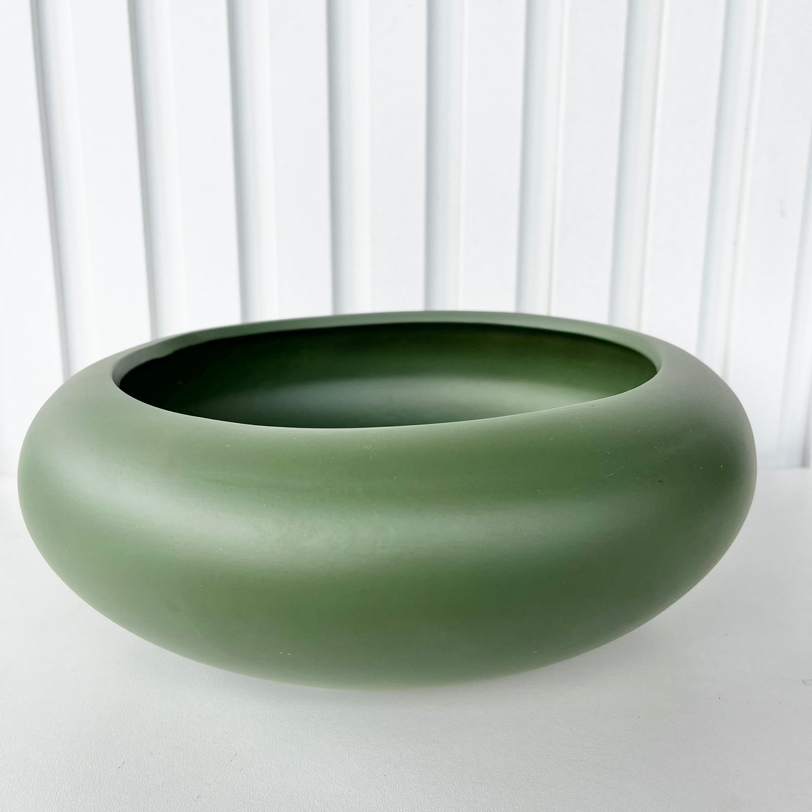 Vaso Cachepot Verde Oliva Ikebana Bacia Enfeite de Mesa - 4