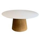 Ver imagem 1 de Mesa Cone de Jantar Redonda 1,60 Cm Base Amadeirada Frejo Tampo Branco Lacca