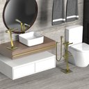 Ver imagem 2 de Porta Papel Higiênico de Chão e Toalha Lavabo Dourado.d