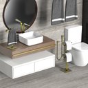 Ver imagem 3 de Porta Papel Higiênico de Chão e Toalha Lavabo Dourado.d