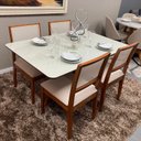 Ver imagem 1 de Sala de Jantar Mesa Sanches Mj110 e 4 Cadeiras Florença D'confort Design Suede Azul A65