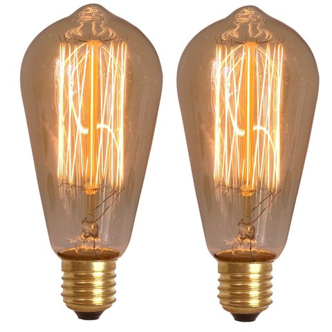 Kit 2x Lâmpada Retrô St64 Carbono Dimerizável Âmbar 40w 110v