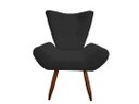 Ver imagem 1 de Poltrona Decorativa Emilia Suede Preto Pés Madeira Ms Decor