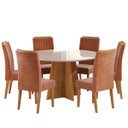 Ver imagem 2 de Mesa de Jantar Redonda Julieta com 6 Cadeiras Fran Mel/off White/terracota - Casa Giulia