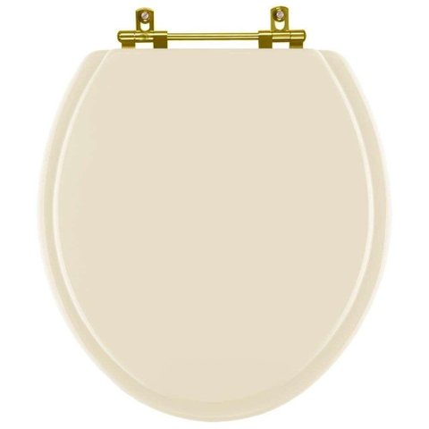 Assento Sanitário Convencional Oval Marfim para Vaso Hervy com Ferragem Dourada