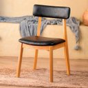 Ver imagem 2 de Cadeira Alice Madeira Maciça - Mel com Boucle Bege Mel Courino Preto