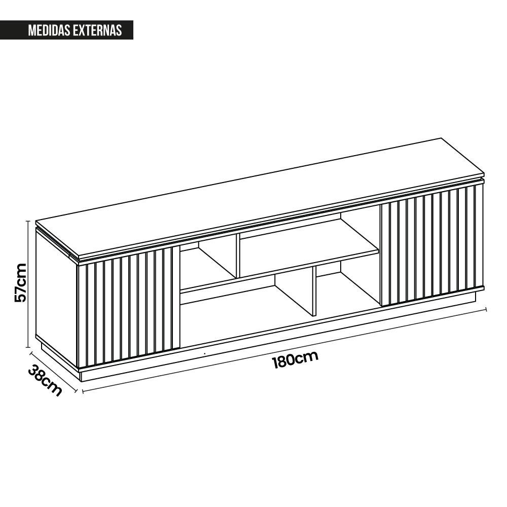 Rack Bancada Tv até 75 Polegadas 2 Portas Sky Marrom Caemmun - 5