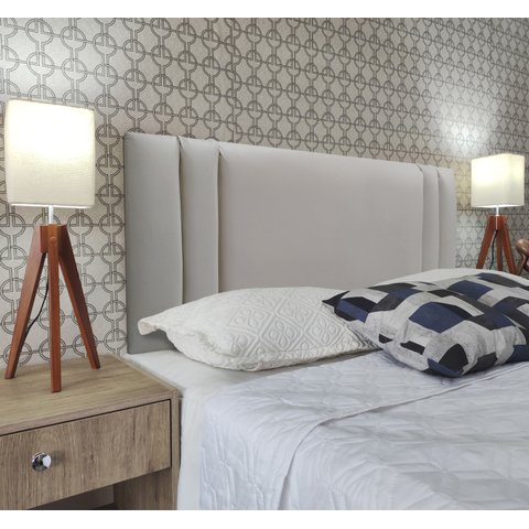 Cabeceira Queen Estofada Double Corano Bege 160 X 60 Rbl