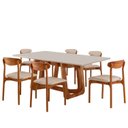Ver imagem 2 de Conjunto Sala de Jantar Mesa Madeira Maciça Genova 6 Cadeiras Monaco Marrom/Milano/Cinamomo Imbuia/o