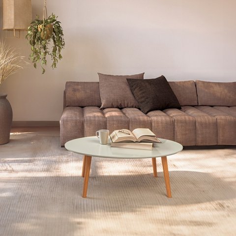Mesa de Centro Oval Lisboa Off White/frejó - Dalla Costa