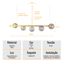 Ver imagem 6 de Lustre Pendente Figo Ouro - 5 Globos Esfera de Vidro Fumê