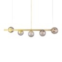 Ver imagem 1 de Lustre Pendente Figo Ouro - 5 Globos Esfera de Vidro Fumê