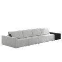Ver imagem 2 de Sofá Ilha Modulado Milos 432cm Puff Lateral Cinza Preto Manchado Bouclê/pu G33 - Gran Belo