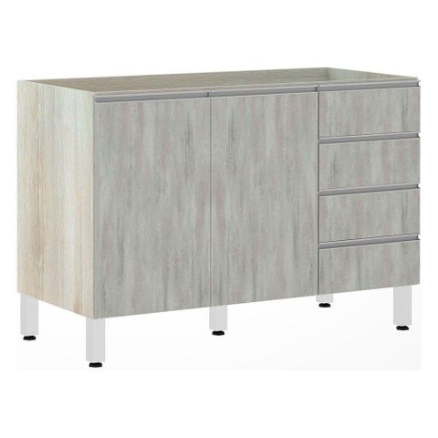 Balcão De Pia Sem Tamp 120cm E Lis Legno Crem e Concreto