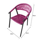 Ver imagem 3 de Kit 4 Cadeiras Decorativa Joana em Corda Náutica e Base em Alumínio Preta /rosa