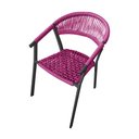 Ver imagem 2 de Kit 4 Cadeiras Decorativa Joana em Corda Náutica e Base em Alumínio Preta /rosa