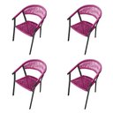 Ver imagem 1 de Kit 4 Cadeiras Decorativa Joana em Corda Náutica e Base em Alumínio Preta /rosa
