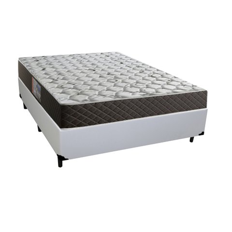 Cama Box Casal Colchão Mola Ensacada Acolchões + Box Sintético 68x138x188:Branco