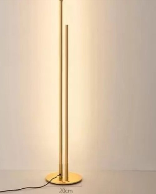 Luminária Chão Moderna Slim 2 Perfis P/ Fita Led (inclusa) Base Metálica - 95cm - Dourada