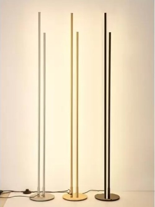 Luminária Chão Moderna Slim 2 Perfis P/ Fita Led (inclusa) Base Metálica - 95cm - Dourada - 2