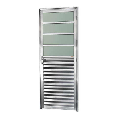 Porta de Cozinha Alumínio 80 Esq L25 V.Boreal Anod.Brilhante Brimak