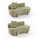 Ver imagem 2 de Kit 02 Sofá Orgânico 2 Lugares c/2 Almofadas Curvo Sala Recepção Boucle Verde - Montanaris Decor
