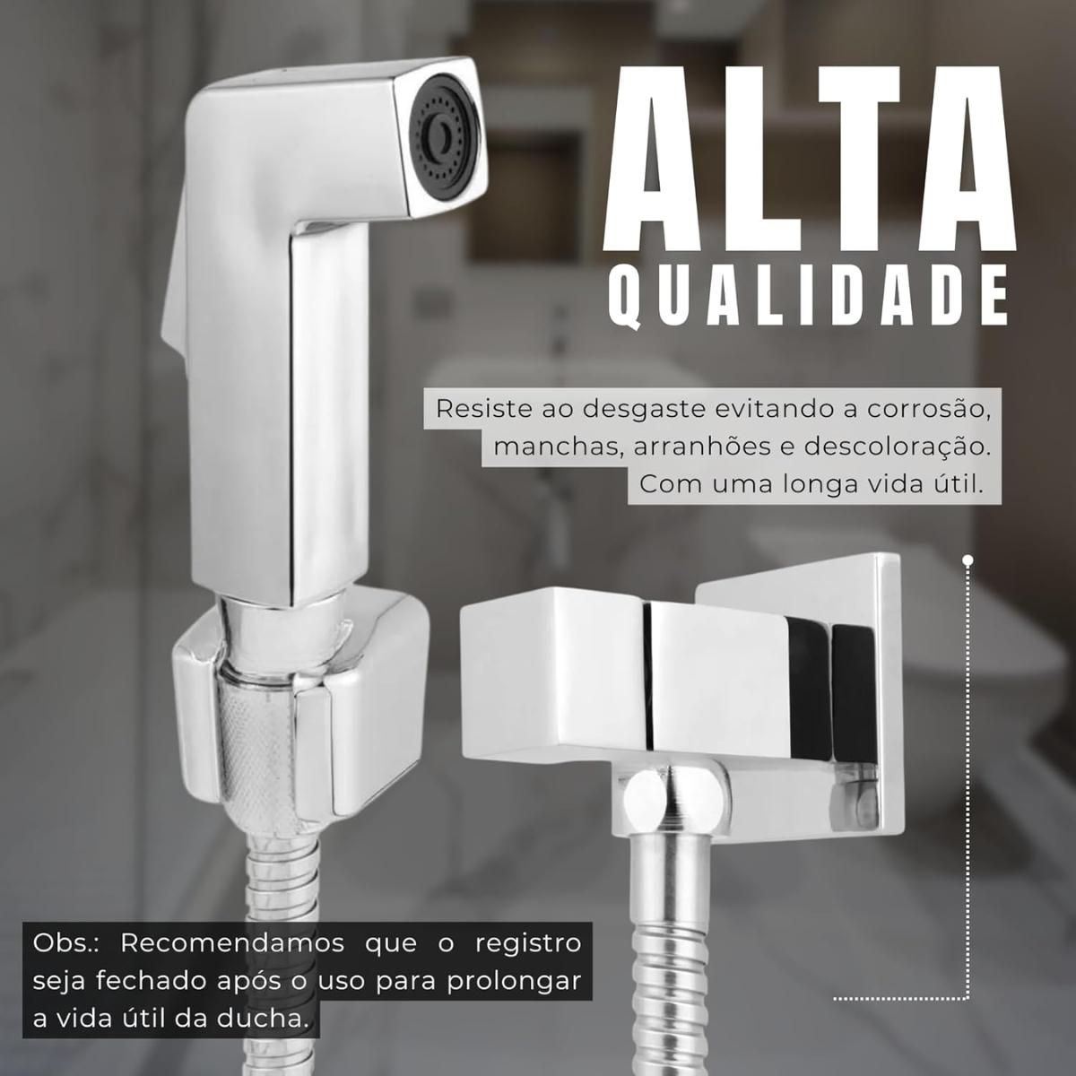 Ducha Higienica Chuveirinho Banheiro Quadrada Luxo Metal:cromado - 3