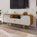 Ver imagem 1 de Rack para Tv até 55 Polegadas Noronha 2 Portas 1 Gaveta Naturalle/off White - Móveis Bechara